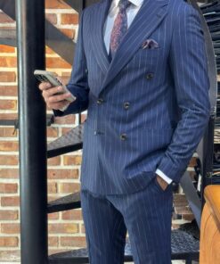 کت و شلوار دبل برست سرمه ای جاکامن