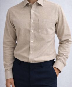 پیراهن کلاسیک مردانه نسکافه ای روشن